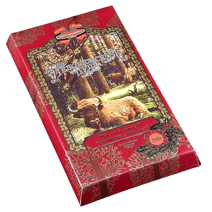 Dark Chocolate with Filling "Belovezhskaya Pushcha", Kommunarka, 200g/ 7.05 oz