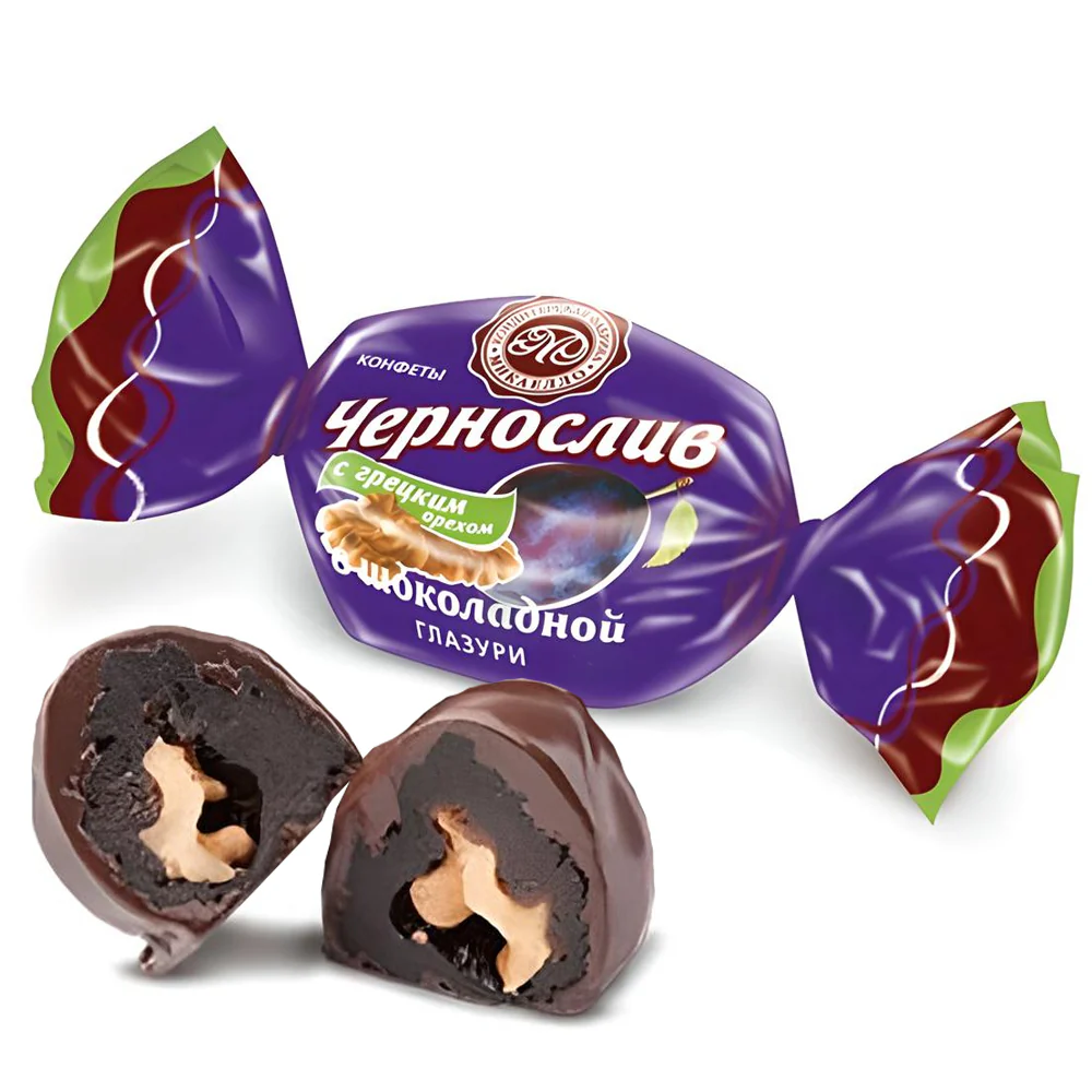 Candies Chocolate Glazed Prunes with Walnuts, Mikaello, 226g/ 7.97 oz