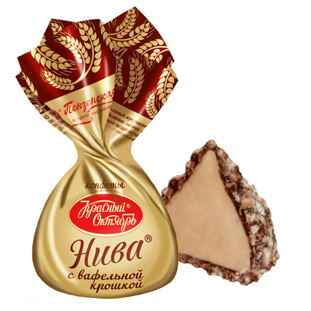 Chocolate Candies with Waffle Crumbs "Niva", Red October, 226g/ 7.97 oz