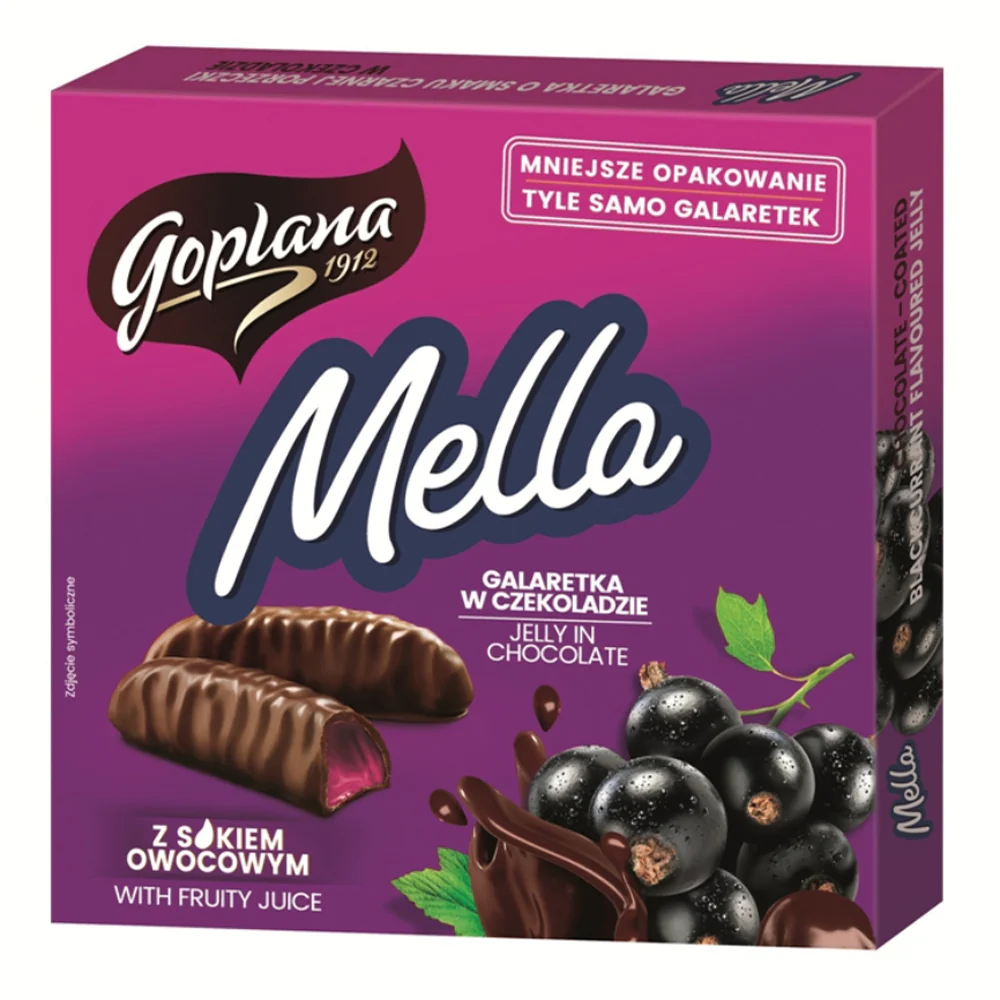 Chocolate Glazed Black Currant Jelly Candy, Goplana Mella, 190g