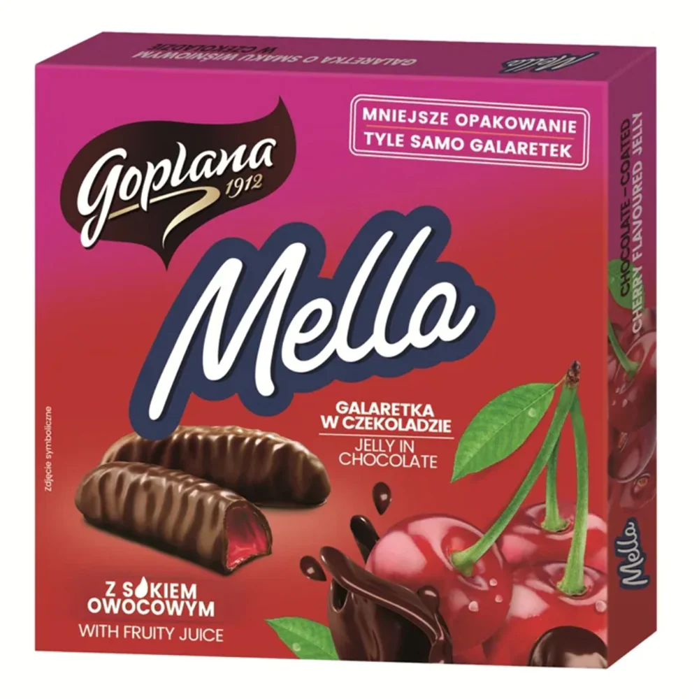 Chocolate Glazed Cherry Jelly Candy, Goplana Mella, 190g