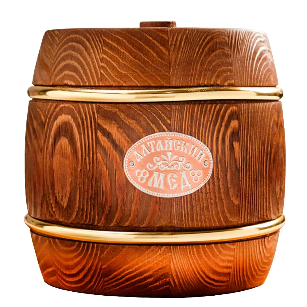 Natural Floral Honey "Altai Gold" Wooden Barrel, Medovy Kray, 1kg/ 35.27oz