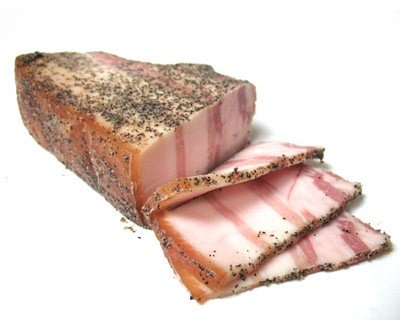 Hot Smoked (Cooked) Pork Fat Salo with Garlic and Black Pepper, 1 lb / 0.45 kg