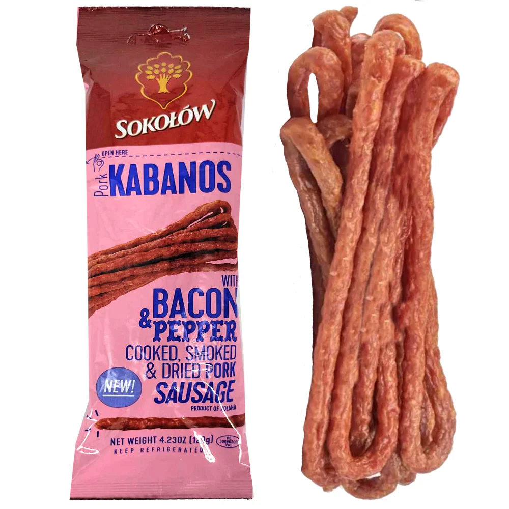 Smoked Sausages Kabanos Pork with Bacon & Pepper Sokolow 4.23 oz