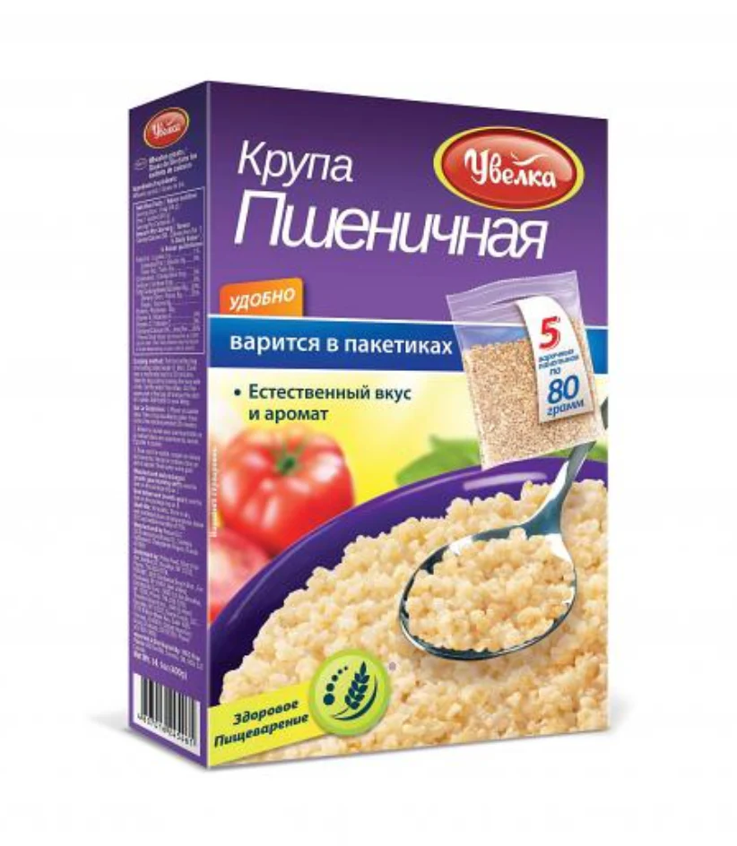 Wheat Groats Boil-in-Bags, Uvelka, 5x80