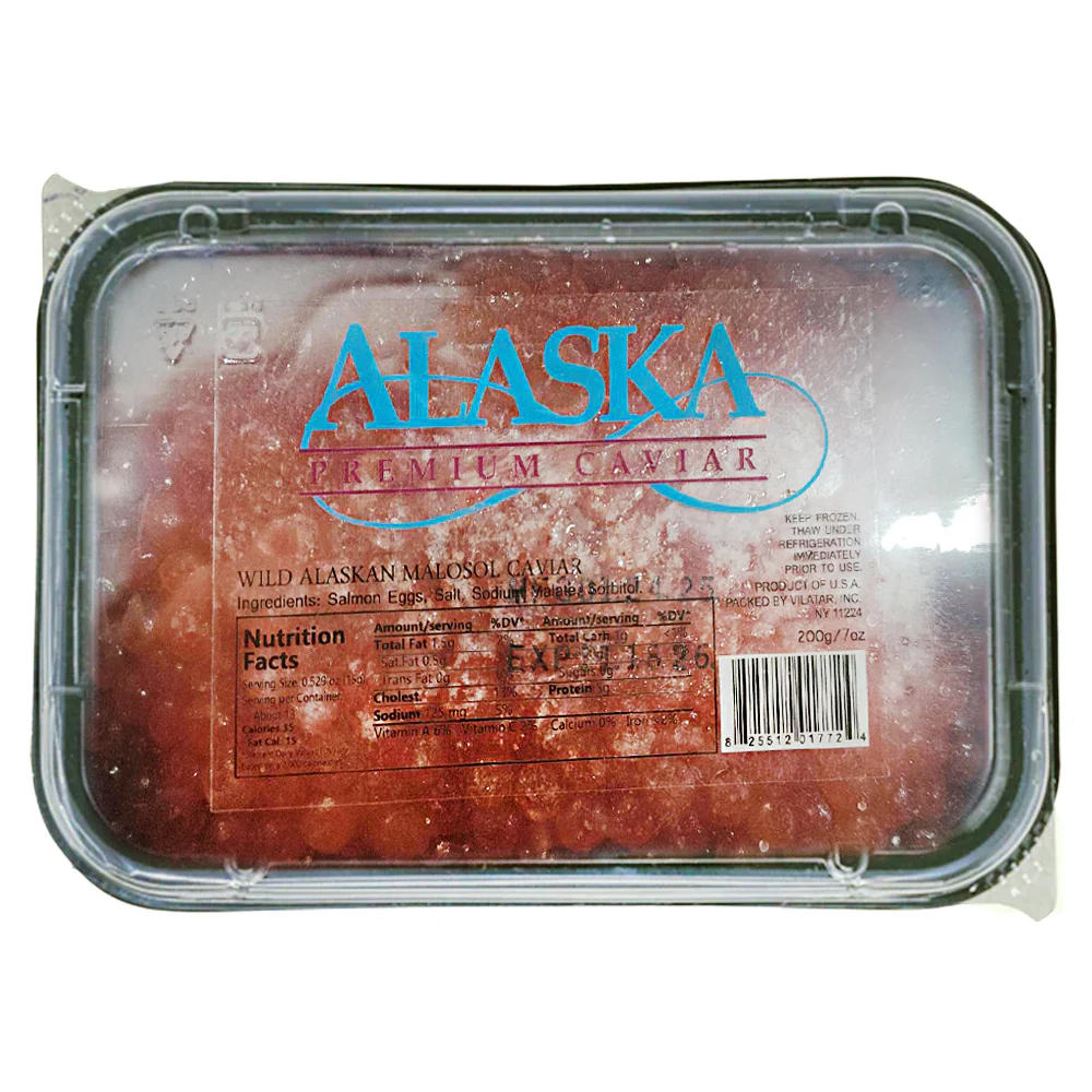 Wild Salmon Red Caviar “Malossol” Alaska,  7 oz (200g)