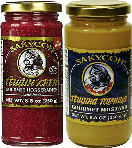 Zakuson Gourmet Horseradish with Beets & Zakuson Hot Mustard Combo Pack
