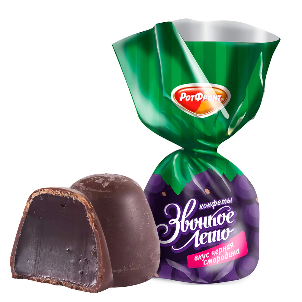 Black Currant Jelly Candy, Zvonkoe Leto, Rot Front, 0.5 lb / 0.22 kg